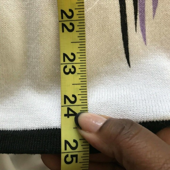 Bob Mackie Cardigan Women Sz S Cotton Blend White Purple Floral Full Zip Sweater - Picture 10 of 10